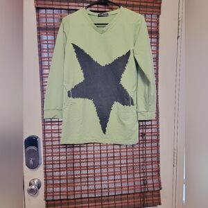 Eunice Lai Brand Green Long Sleeve Shirt with Black Star